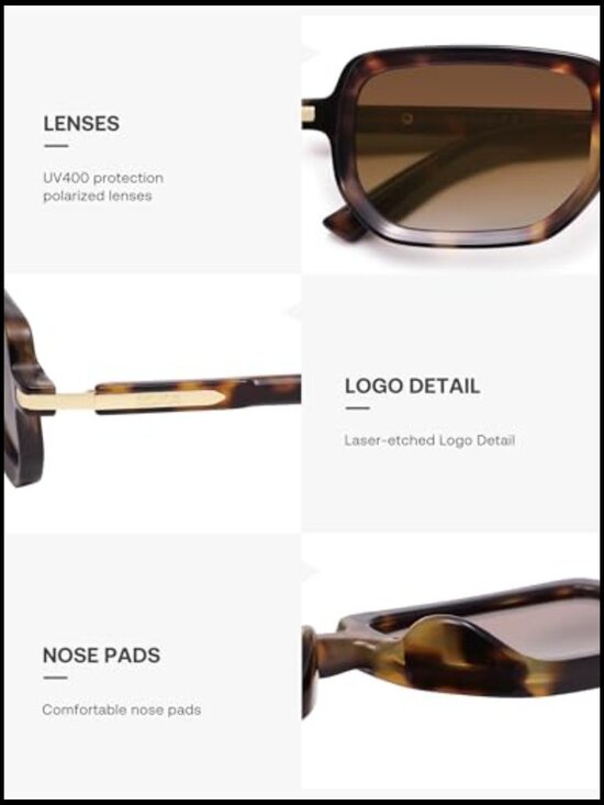 Retro Polarized Rectangular Hexagon Sunglasses UV400 Protection